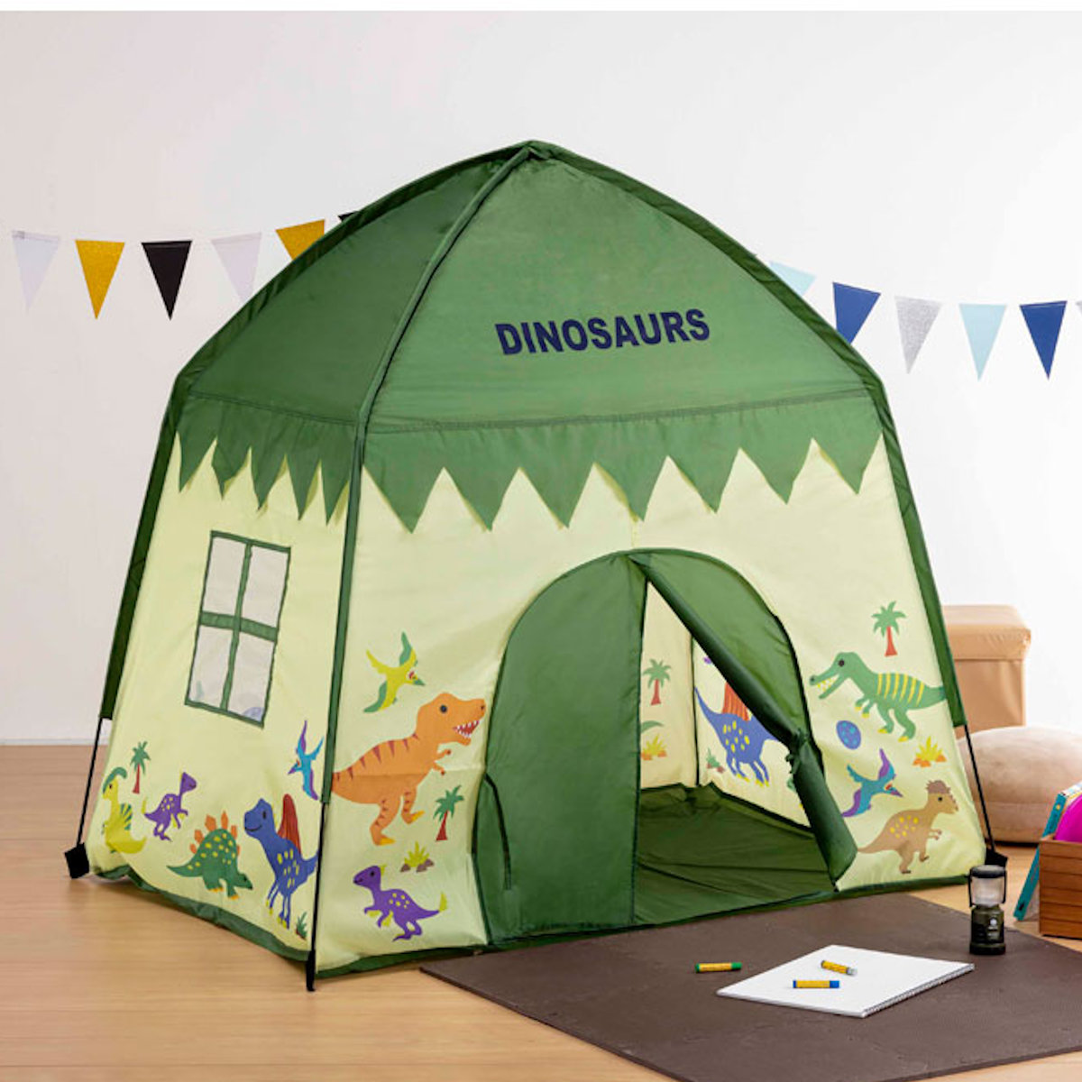 プレイスペース おうちテント キッズテント 屋内専用 ディノサウルス ( テント 恐竜 子ども キッズ 室内テント 子供部屋 収納袋付き )