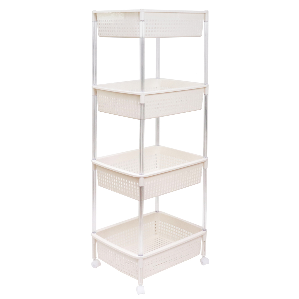 平和工業 ランドリーバスケット バスケットワゴン 4段 ワイドタイプ