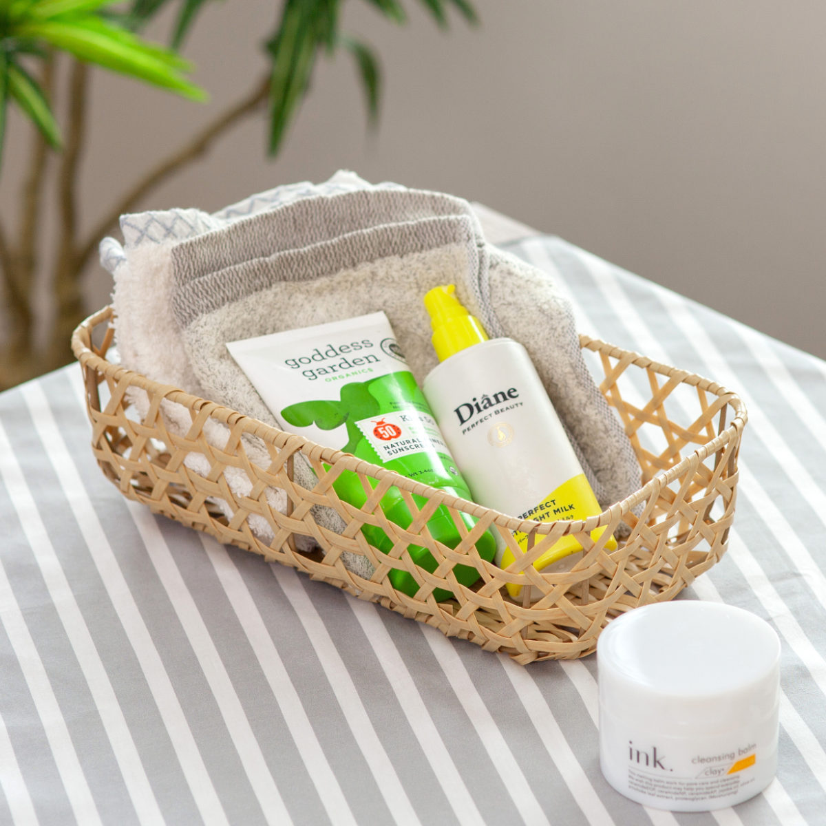 かご バンブス フェイク PE 竹 バスケット 角型 浅型 洗える （ 幅29