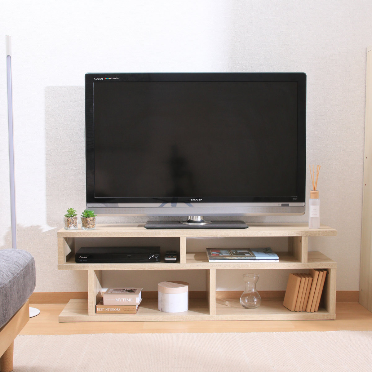 不二貿易（Fuji Boeki） テレビ台 幅117.7cm S字型 シンプル 木製