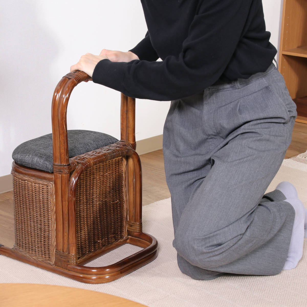 不二貿易（Fuji Boeki） 手すり つかまり 収納 ステッキ ラタン