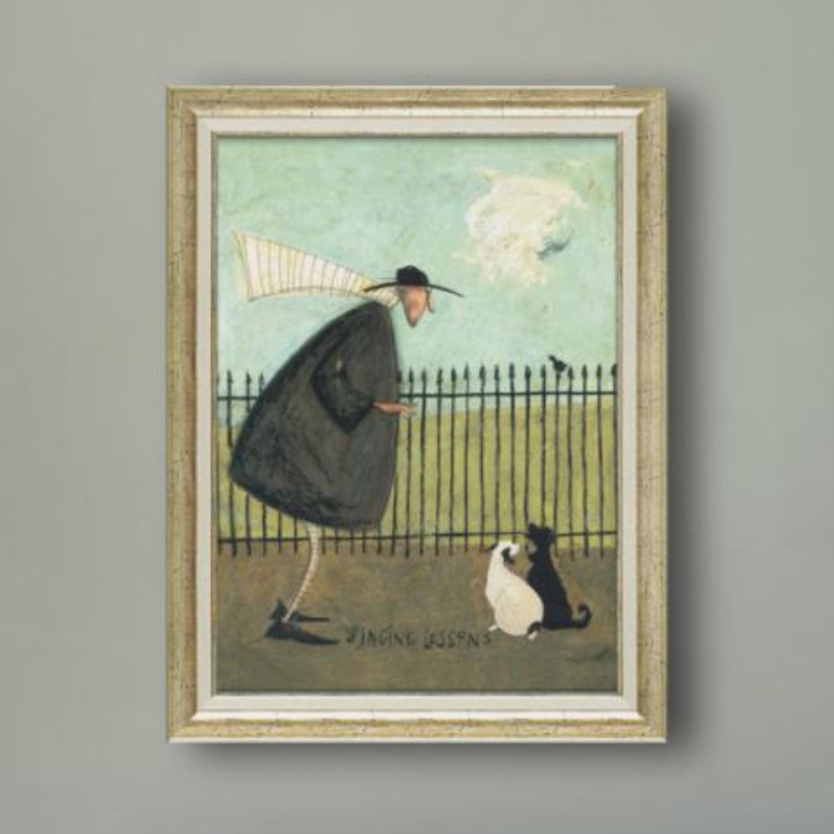 アートパネル サムトフト 『歌のレッスン』 54.5×71.5cm （ 絵画 絵 アート インテリア 額 額入り 壁掛け 犬 動物 ）