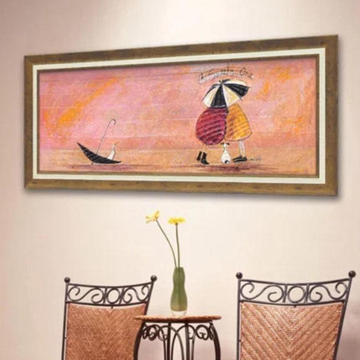 アートパネル サムトフト 『スニーキー ワン』 95×43.5cm （ 絵画 絵 アート インテリア 額 額入り 壁掛け 犬 動物 傘 ）