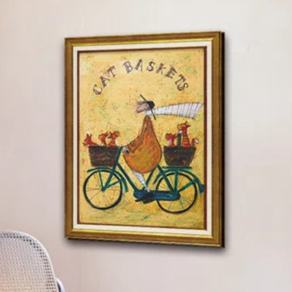 アートパネル サムトフト 『キャット バスケット』 54.5×71.5cm （ 絵画 絵 アート インテリア 額 額入り 壁掛け 犬 動物 ネコ ）