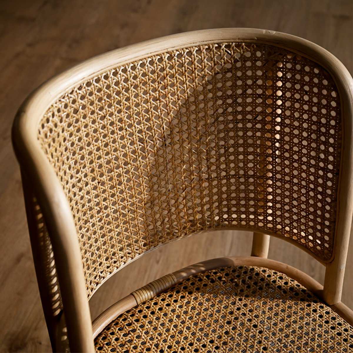 ダイニングチェア ラタン 座面高45cm クッション付 天然木 CALM