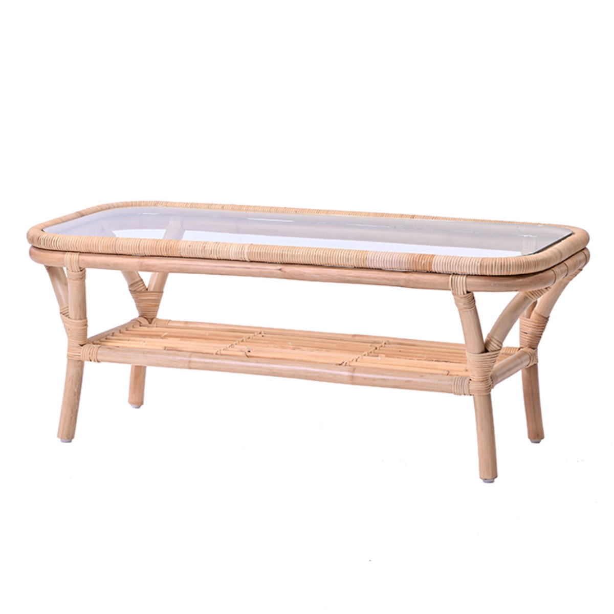 ラタンテーブル（ガラス天板付き）16日迄値下げ❗ 籐 ラタン 硝子製 テーブル 長方形 ガラステーブル センターテーブル