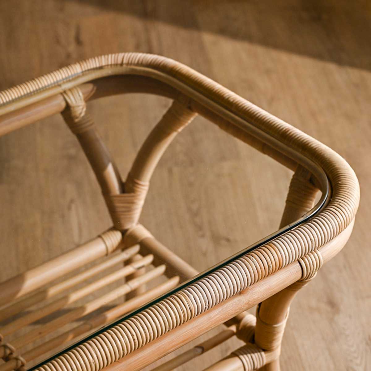 ラタンガラスセンターテーブル 大きめ センターテーブル ラタン 幅100cm ガラス天板 完成品 Breeze （ ラタン