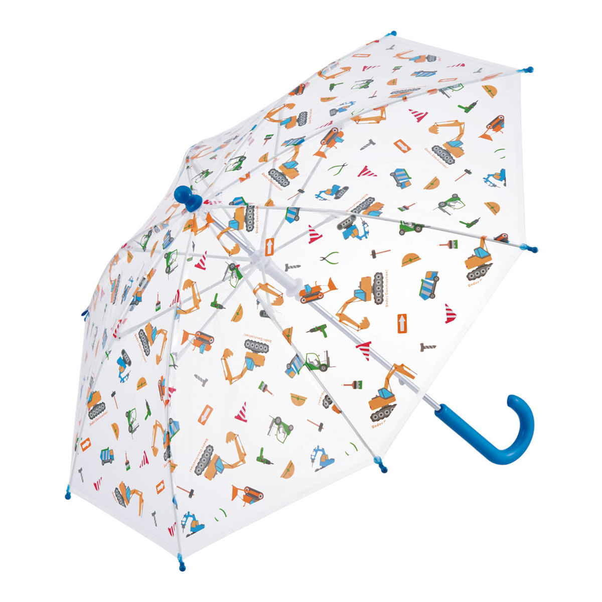 傘 長傘 ビニール傘 40cm 子供用 手動開閉式 はたらくクルマ （ かさ 車 くるま 子ども キッズ 幼児 雨傘 手開き 雨具 かわいい ）
