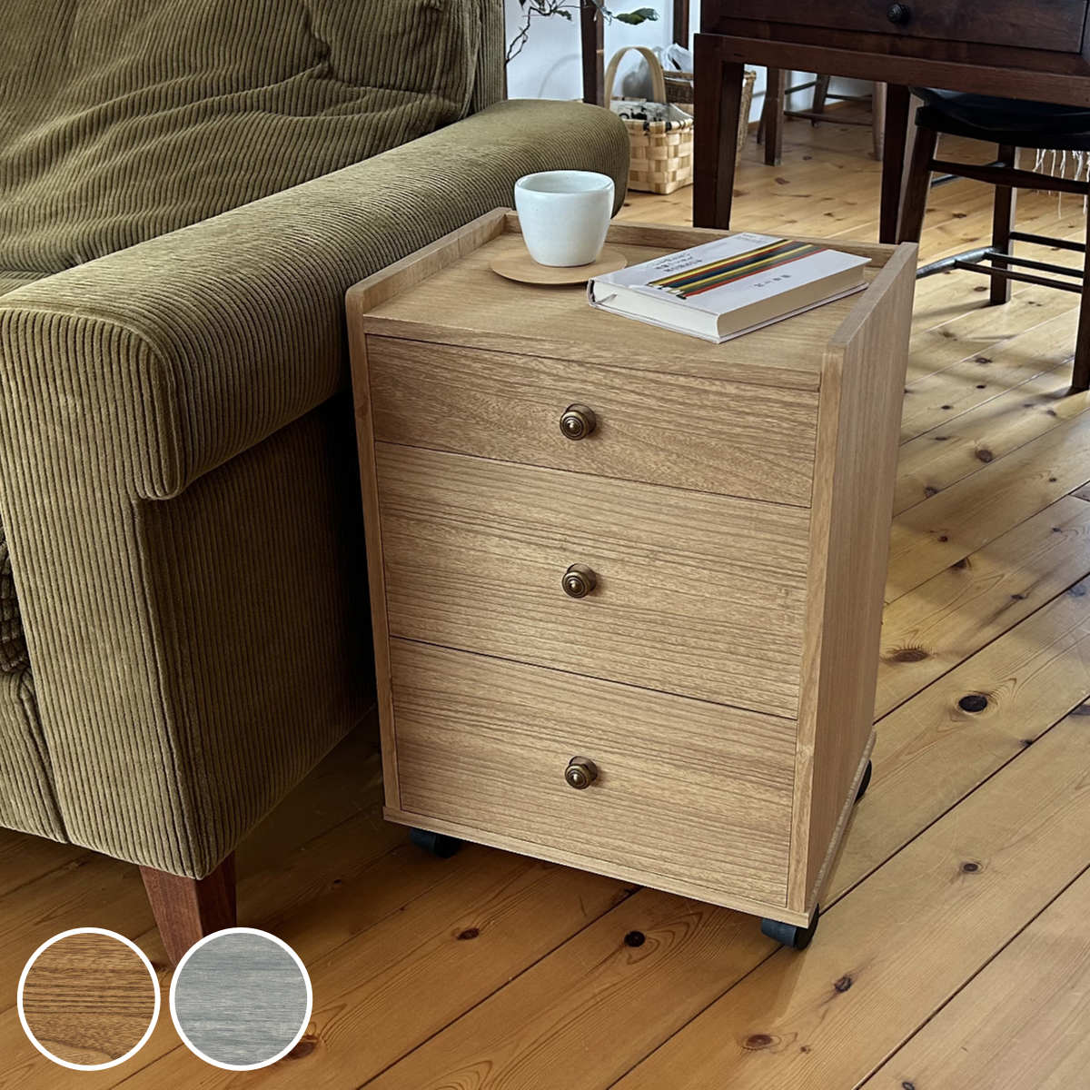 総桐チェスト 幅40cm 浅深3段 キャスター付 A4収納 日本製 （ チェスト 総桐 多段チェスト 天然木 A4 ）