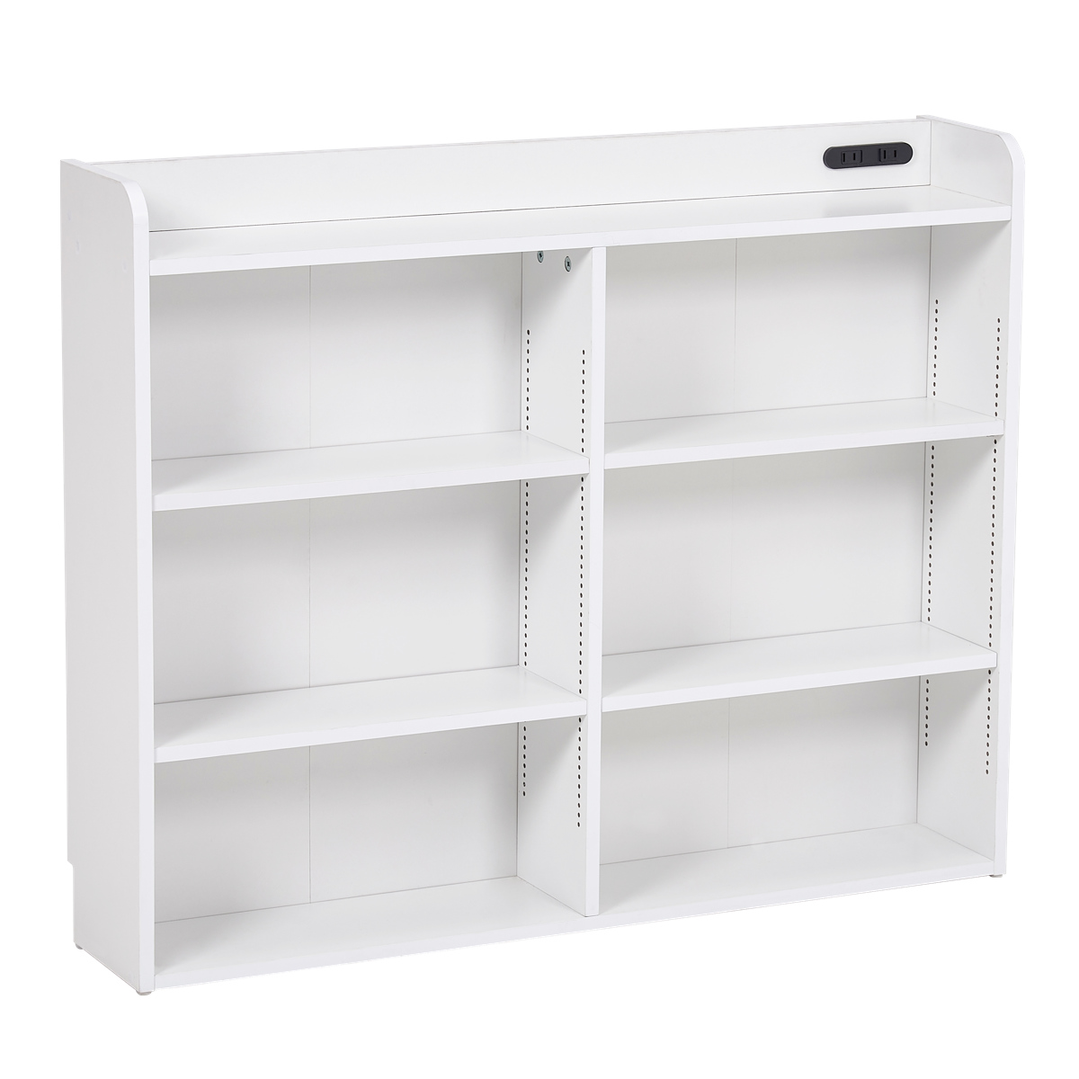 ヘッドボード 幅98cm 2口コンセント 可動棚 1cmピッチ 宮棚 （ シングル 後付 棚 ラック コンセント付 薄型 ） | HAGiHARA | 03