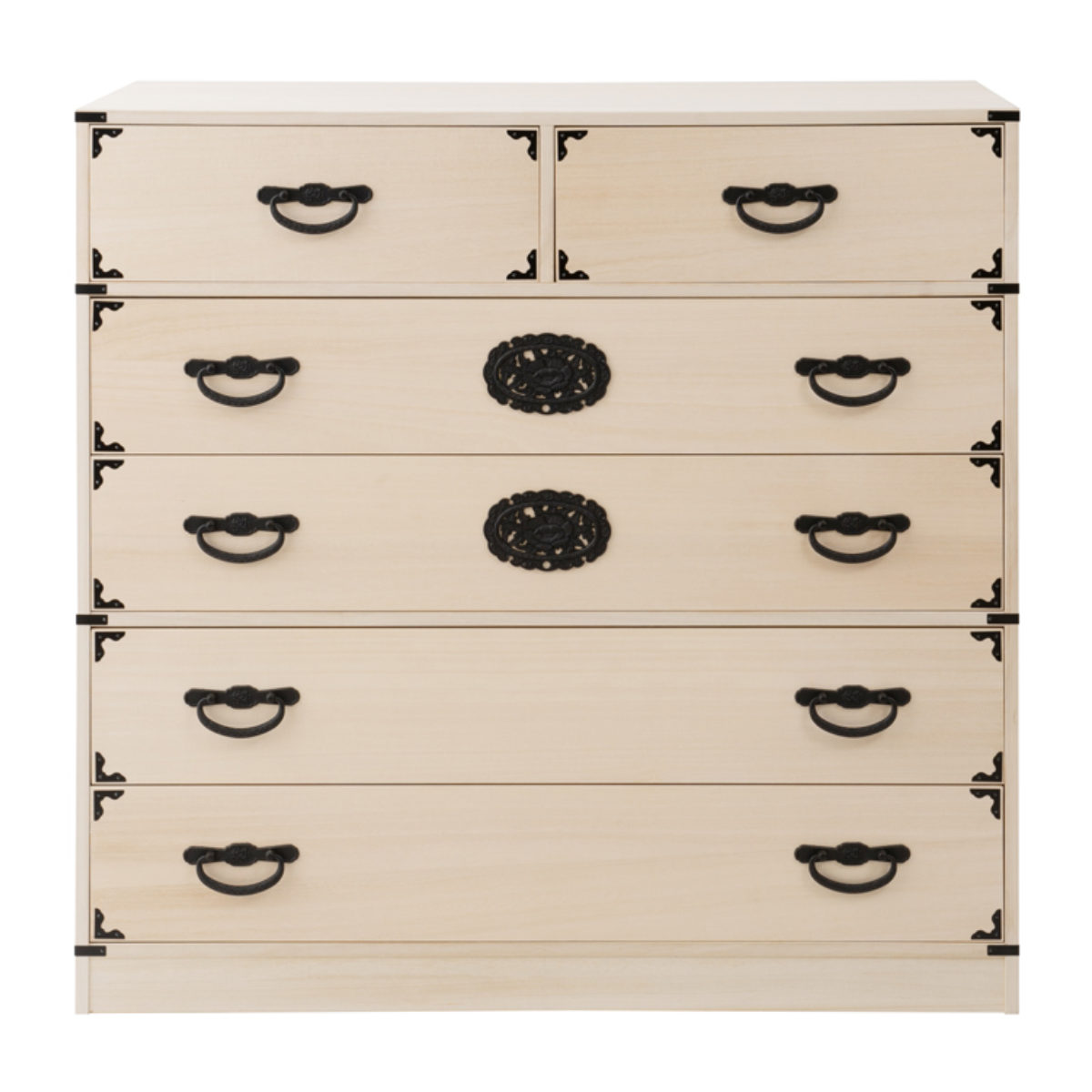 桐 民芸箪笥 幅100cm 5段 生地仕上げ 積み重ね 室町 （ たんす 収納