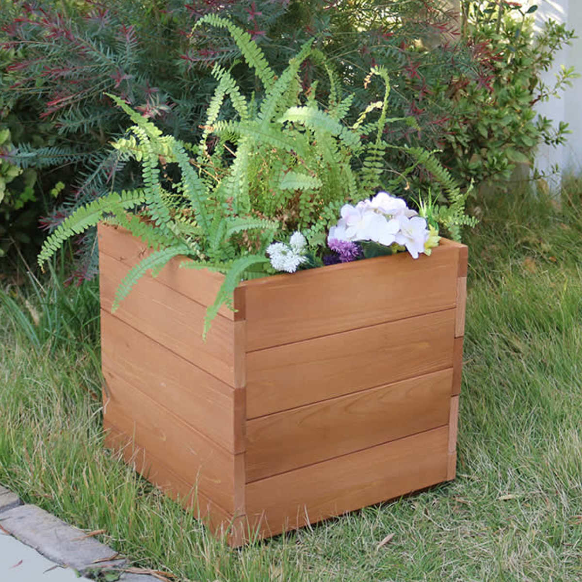 木製『プランター』2個組 花壇 寄植え インテリア 組立 ガーデニング 鉢植え 木製プランター hiyori 2個組み （ プランターカバー スクエア 植木鉢