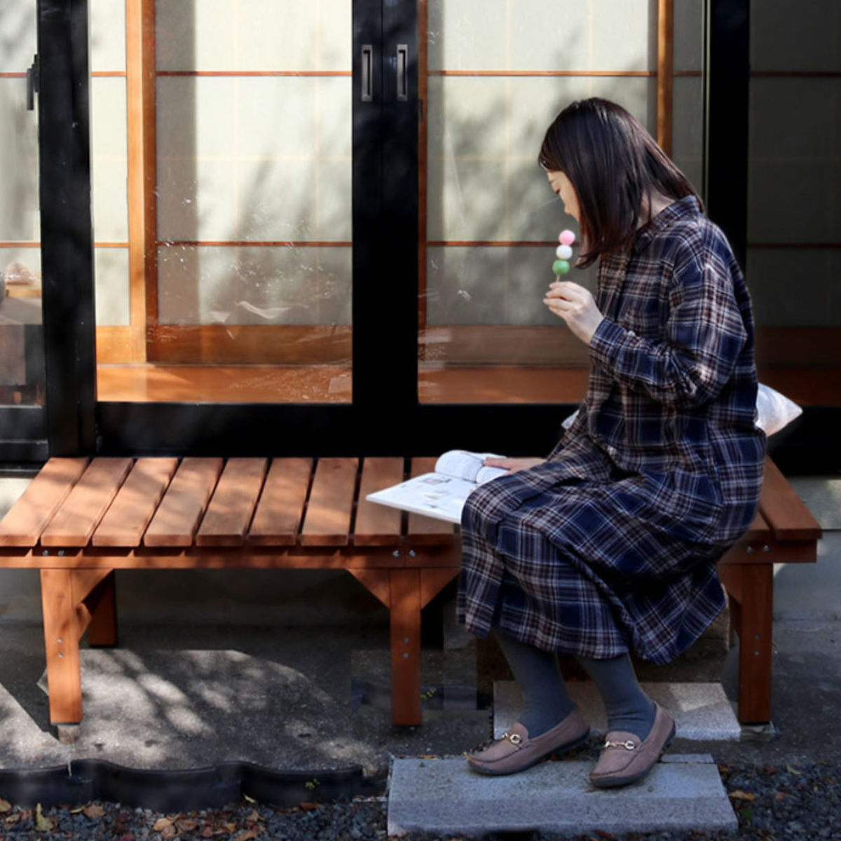 ユニット縁台ベンチ hiyori 幅154.5 奥行55 （ ガーデンデッキ ベンチ