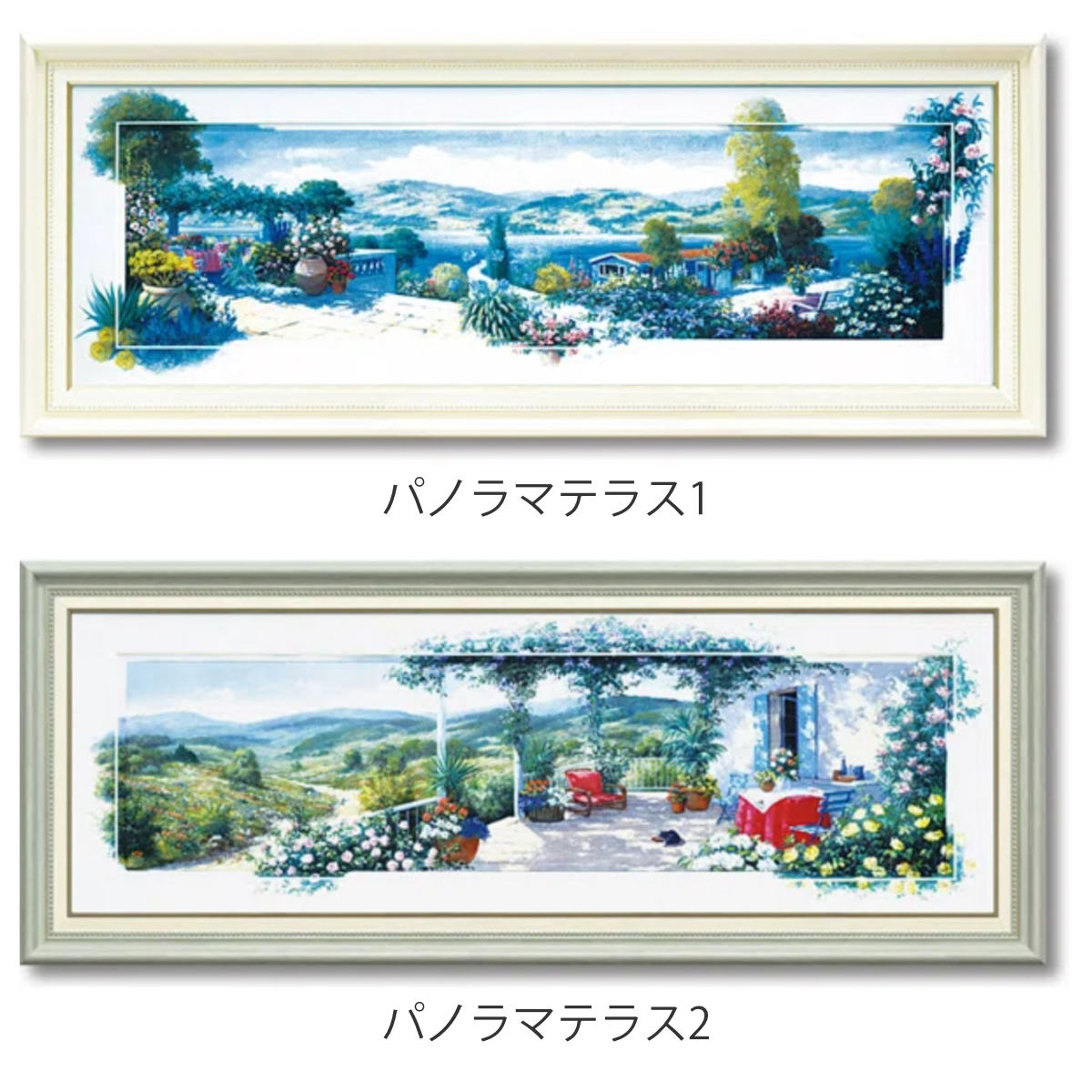 アートパネル ピーター モッツ 『パノラマ テラス』 99×39cm （ 絵画 絵 アート インテリア 額 額入り 壁掛け おしゃれ ゲル加工 花 横長 ）_3