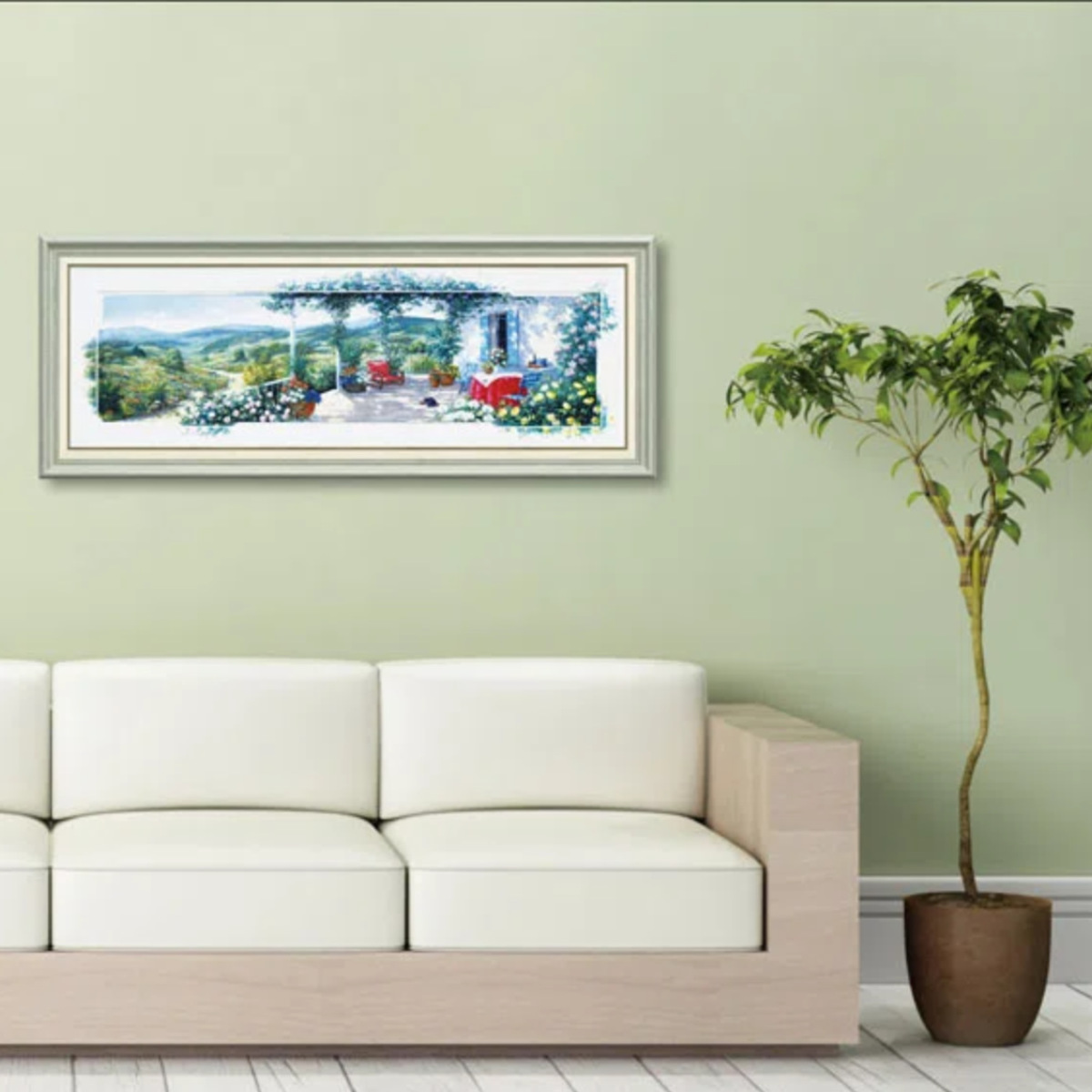 アートパネル ピーター モッツ 『パノラマ テラス』 99×39cm （ 絵画 絵 アート インテリア 額 額入り 壁掛け おしゃれ ゲル加工 花 横長 ）_5