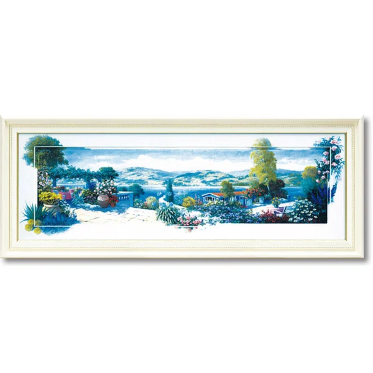 アートパネル ピーター モッツ 『パノラマ テラス』 99×39cm （ 絵画 絵 アート インテリア 額 額入り 壁掛け おしゃれ ゲル加工 花 横長 ）_2