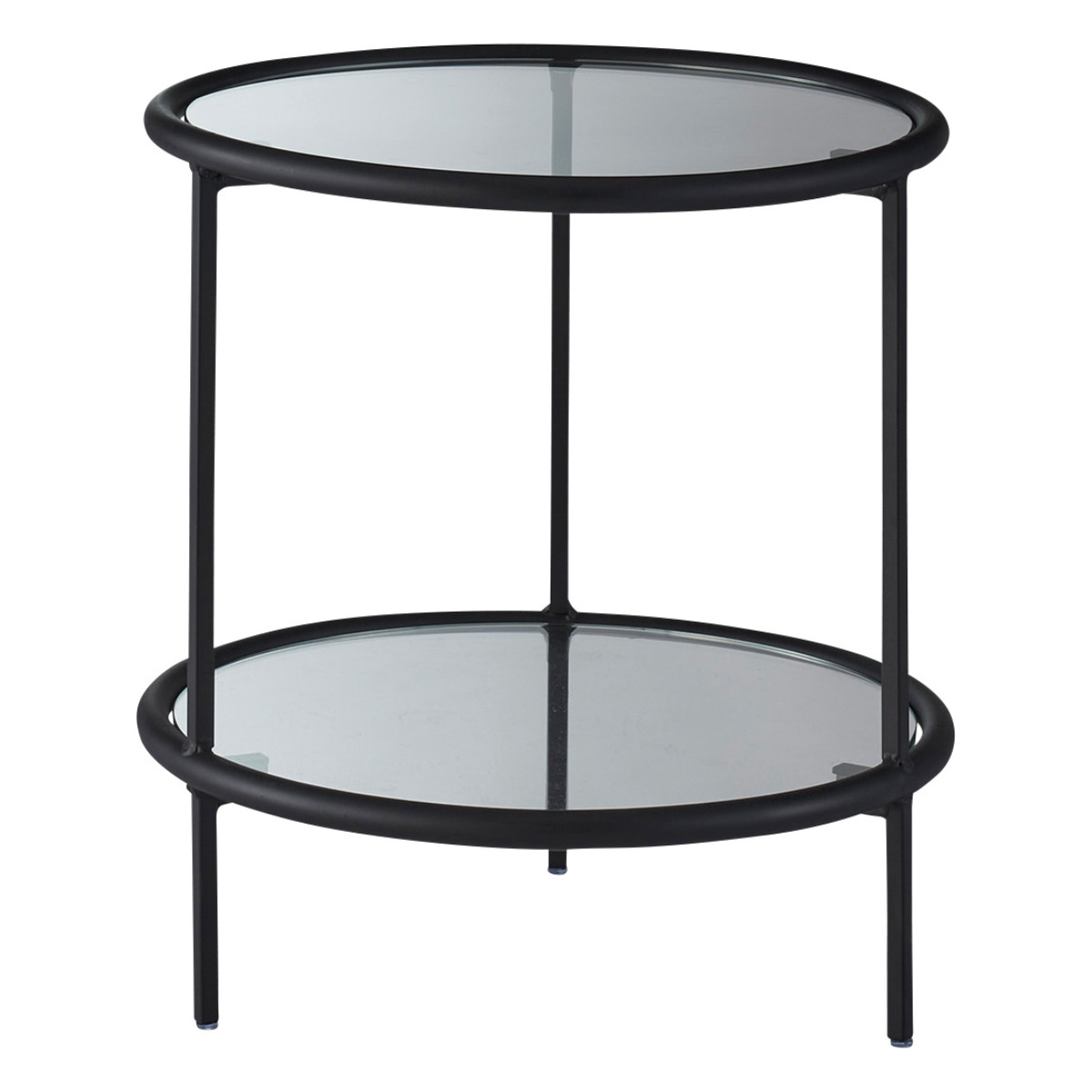 東谷 サイドテーブル 円型 高さ38.5cm 2段 ラウンドガラステーブル2D