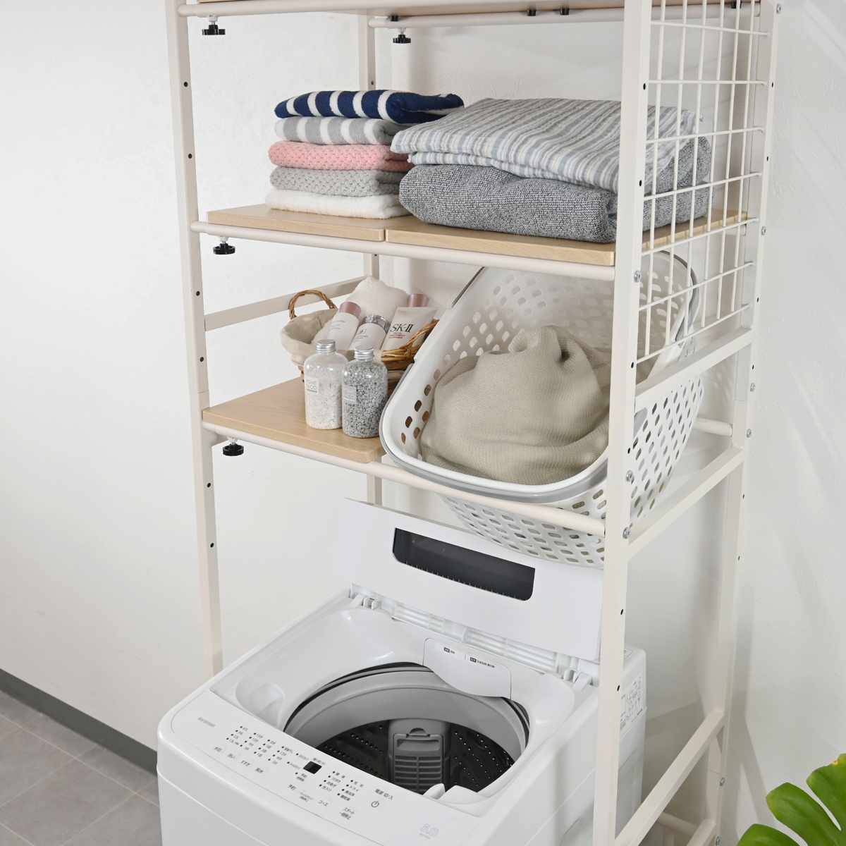 フクダクラフト ランドリーラック 伸縮式 洗濯機棚 幅65〜95cm （ 洗濯