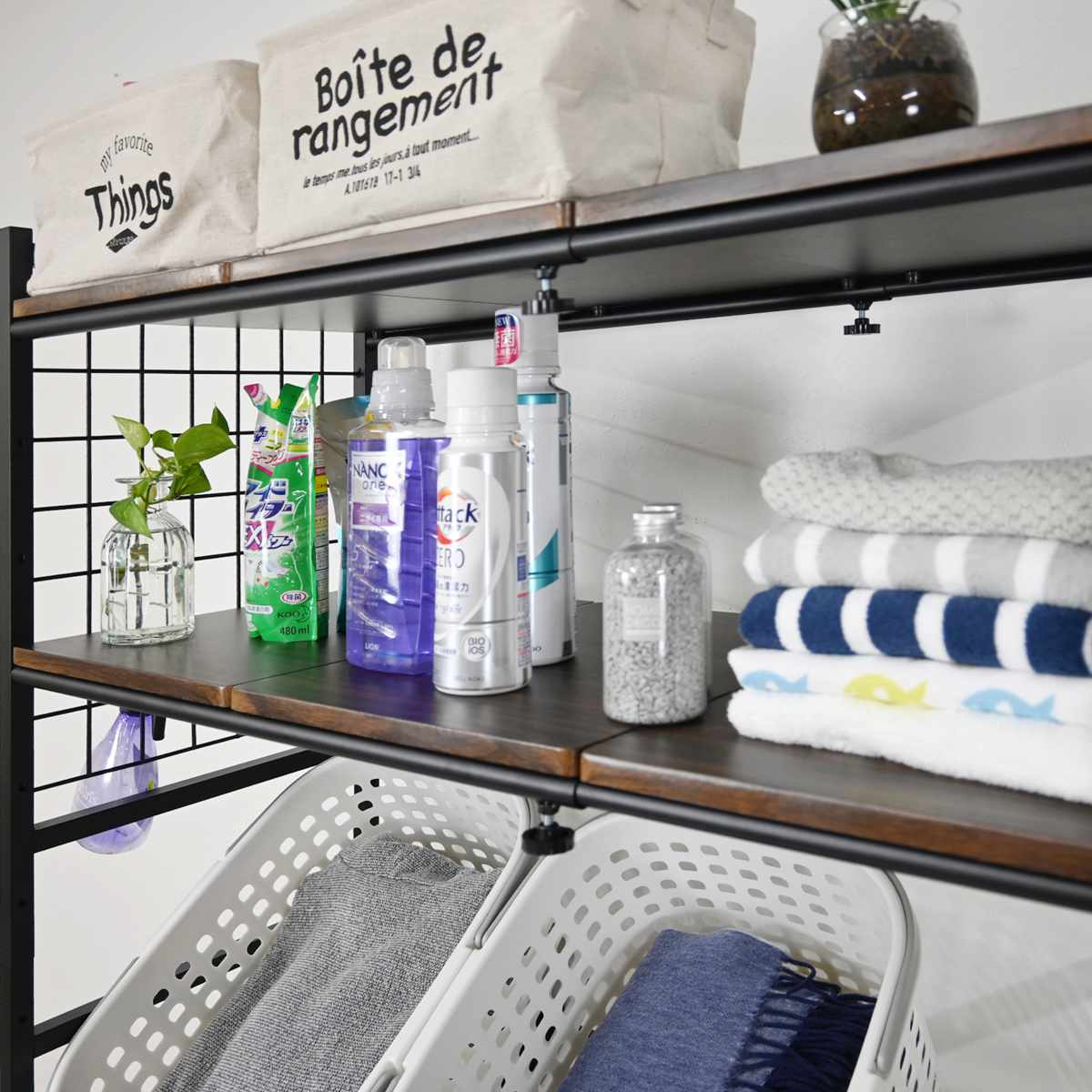 な*星様 ランドリーラック 洗濯機ラック ランドリー 収納棚 頑丈 フック付き フクダクラフト ランドリーラック 伸縮式 洗濯機棚 幅65〜95cm （ 洗濯