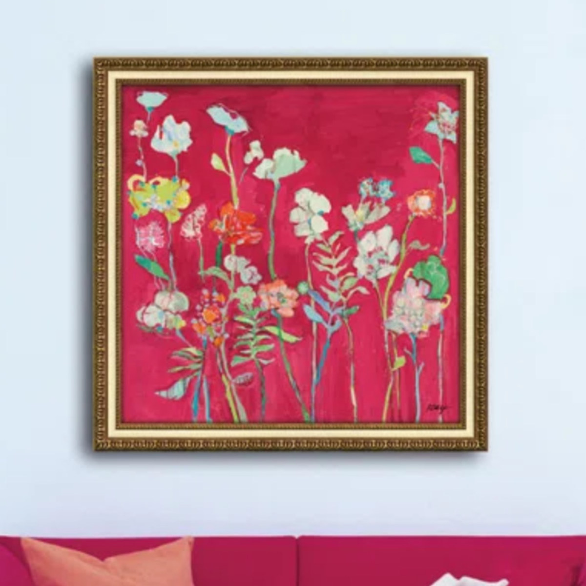 アートパネル ケリー デイ 『リッチネス フラワーズ』 68×68cm （ 絵画 絵 アート インテリア 額 額入り 壁掛け おしゃれ ゲル加工 花 ）
