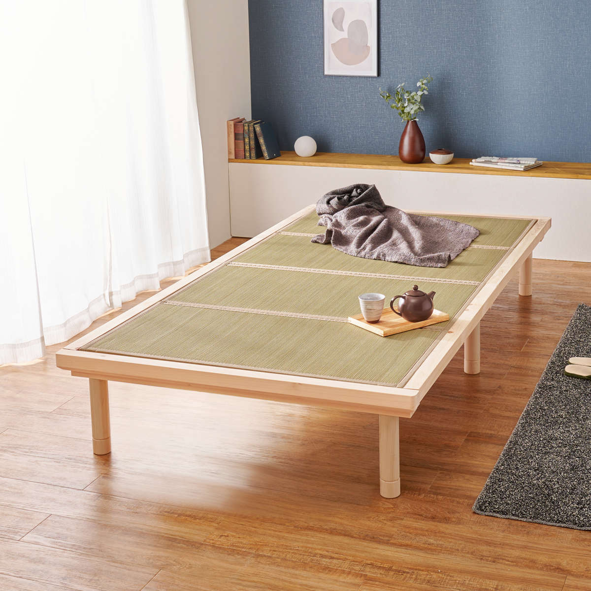 HAGiHARA（萩原） 畳ベッド シングル ロングタイプ 天然檜 すのこ 畳