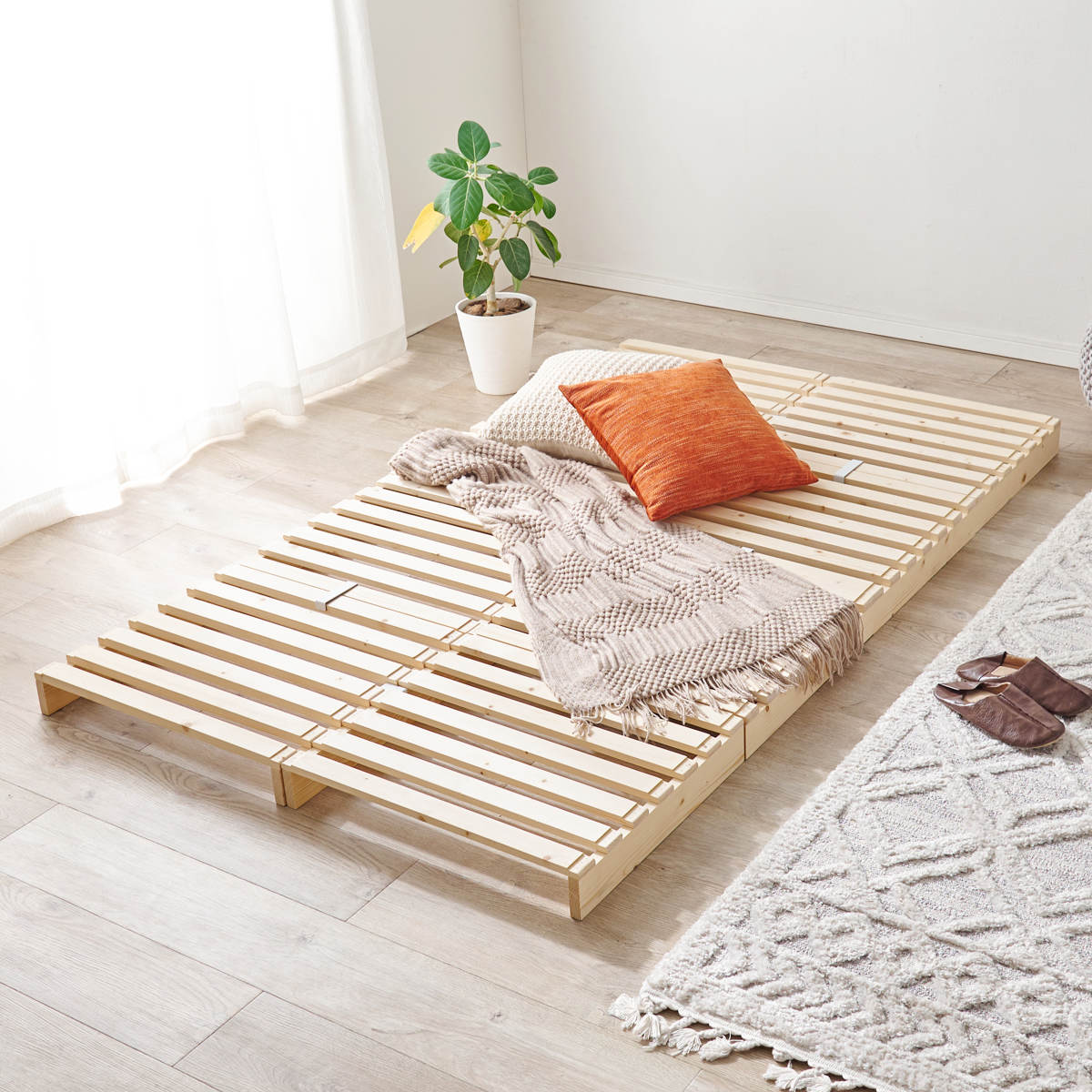 HAGiHARA（萩原） パレットベッド セミダブル 8枚セット すのこ 天然木