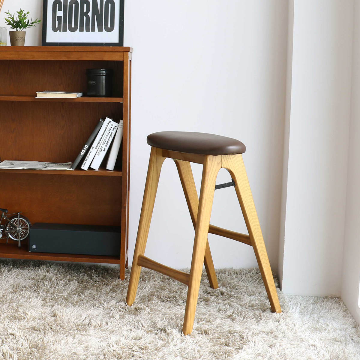 ICHIBA（市場） 特典付き スツール 折りたたみ 高さ60.5cm 天然木