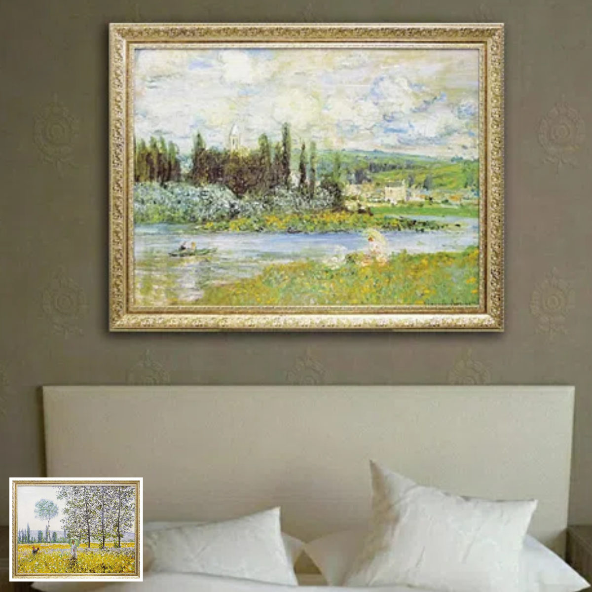 アートパネル ミュージアム シリーズ モネ 91×71cm （ 絵画 絵 アート インテリア 額入り 壁掛け おしゃれ ゲル加工 セーヌ川のほとり ）
