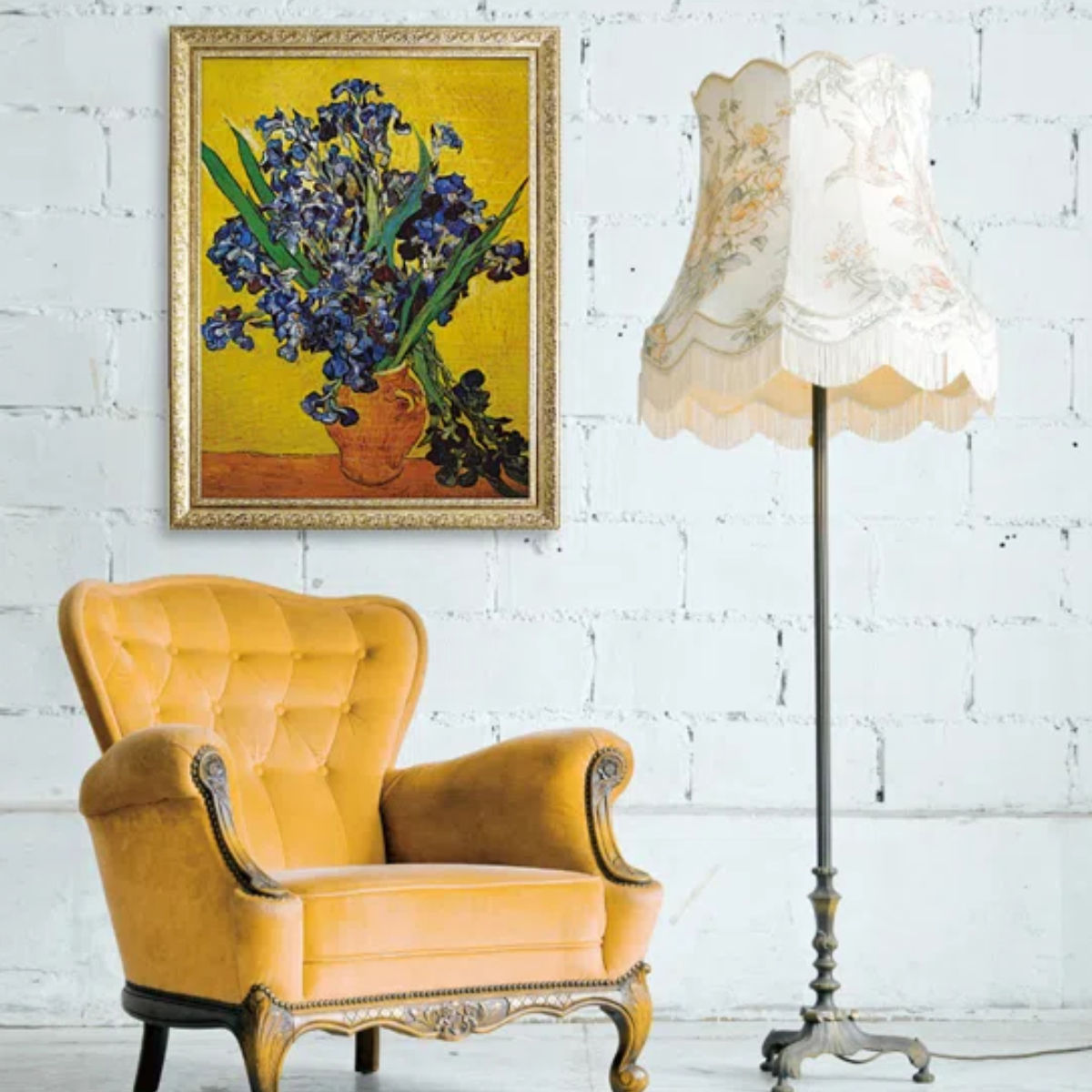 アートパネル ミュージアム シリーズ ゴッホ 91×71cm （ 絵画 絵 アート インテリア 額入り 壁掛け おしゃれ ゲル加工 星月夜 花瓶のアイリス ）の画像
