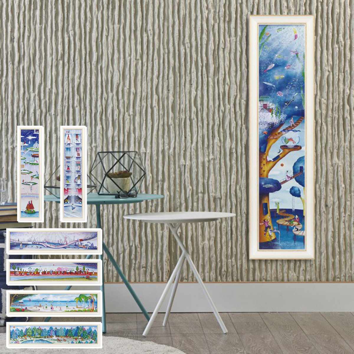 アートパネル なかの まりの 123×33cm （ 絵画 絵 アート インテリア 額入り 壁掛け おしゃれ ゲル加工 縦長 横長 ）