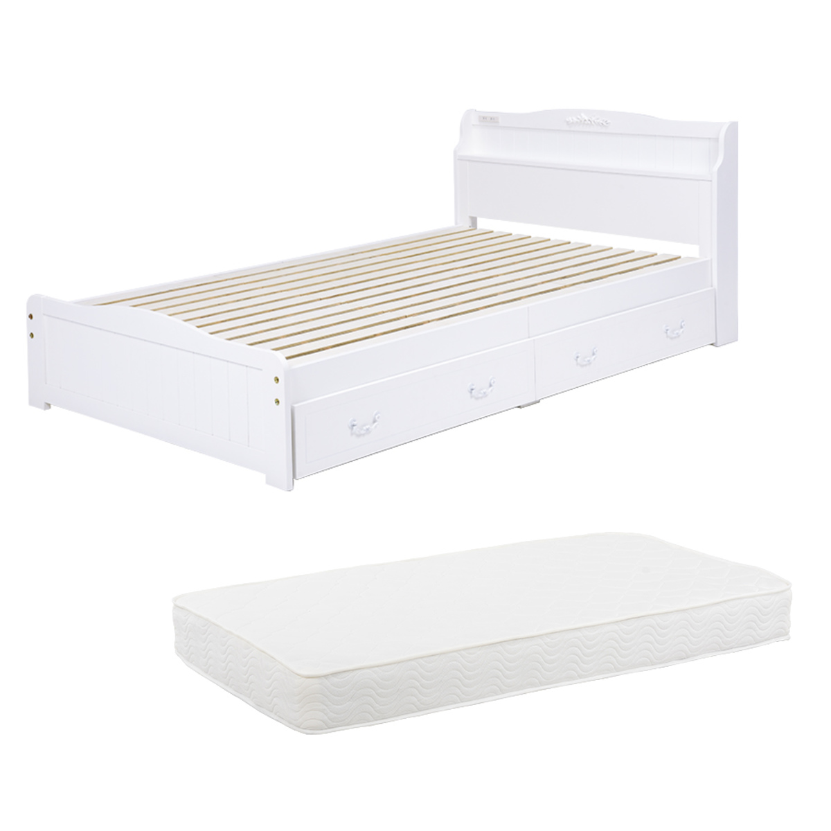 HAGiHARA（萩原） 収納付きベッド 姫系 セミダブル すのこ （ ベッド