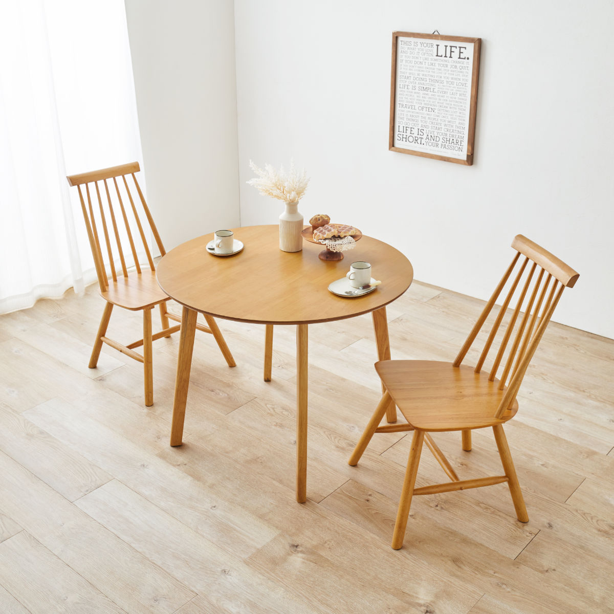 user_c5c■萩原HAGIHARA 天然木ダイニングテーブル/ラウンド HAGiHARA（萩原） ダイニングテーブルセット 2人掛け 3点セット