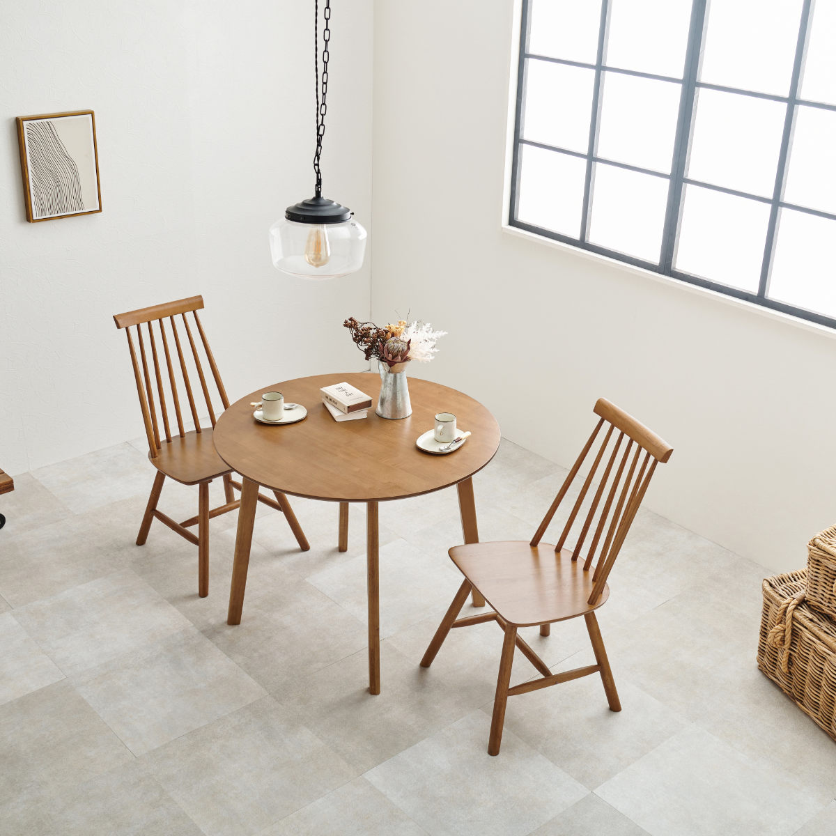 HAGiHARA（萩原） ダイニングテーブルセット 2人掛け 3点セット