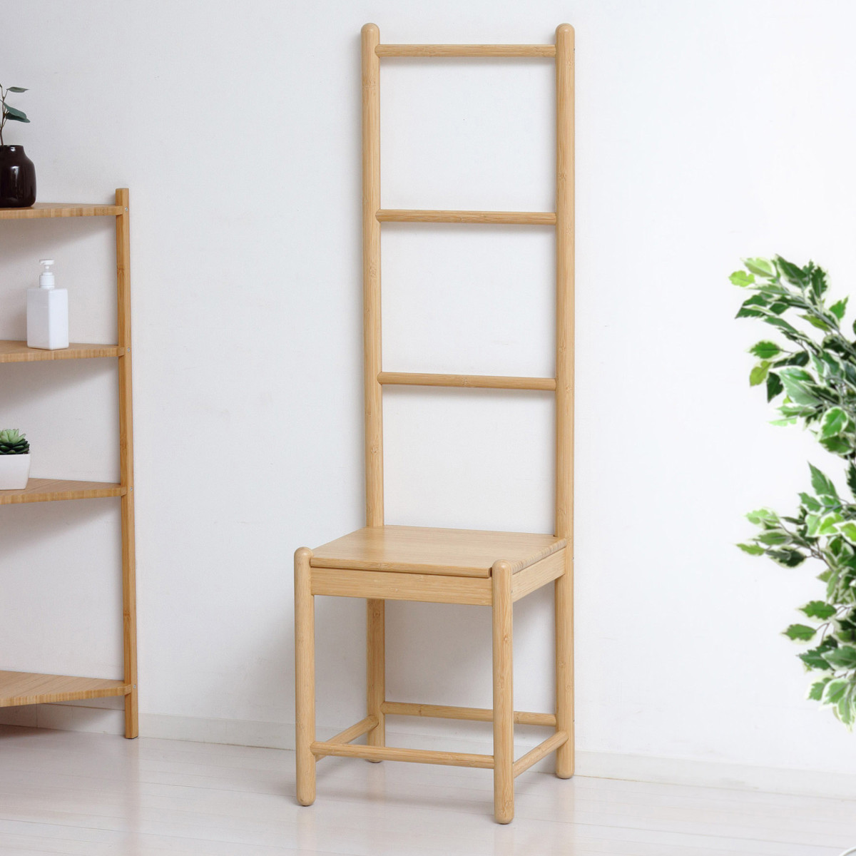 チェア 座面高42cm ディスプレイラック ラダーチェア Bamboo （ ラダーハンガー ハンガーラック ハシゴ はしご 収納 棚 ）