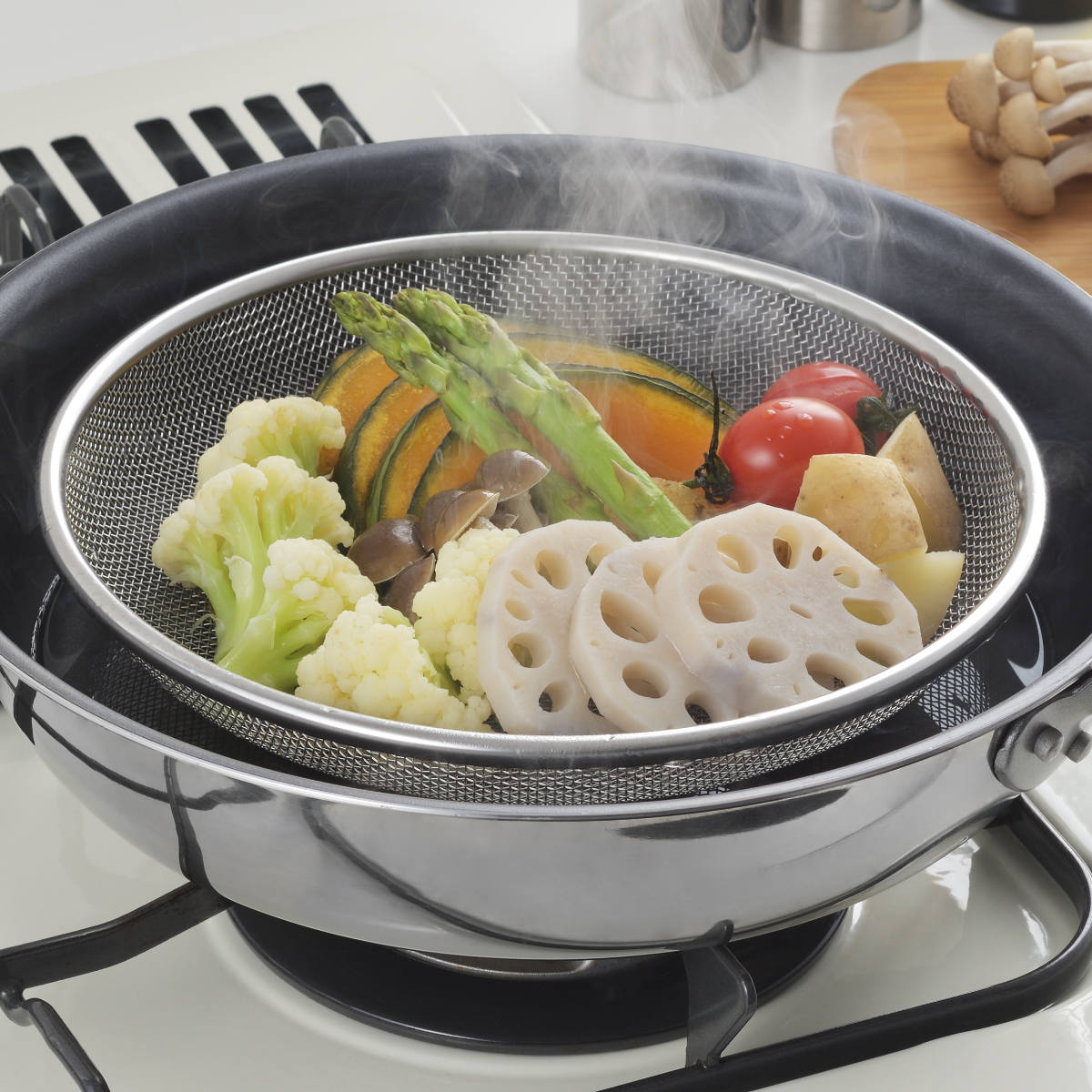 ヨシカワ 浅ザル 25cm 生活のかたち ステンレス製 脚付き 日本製