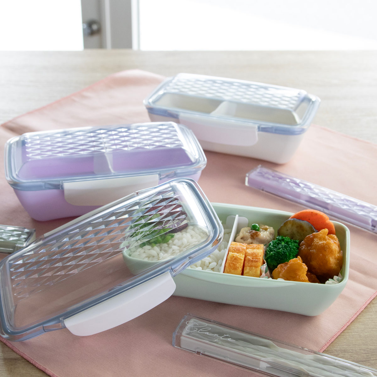 小森樹脂 お弁当箱 1段 500ml ダイヤカットドームランチボックス500