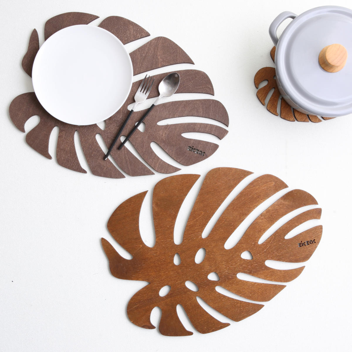 ランチョンマット 木製 ZICZAC BIRCH Placemat Monstera