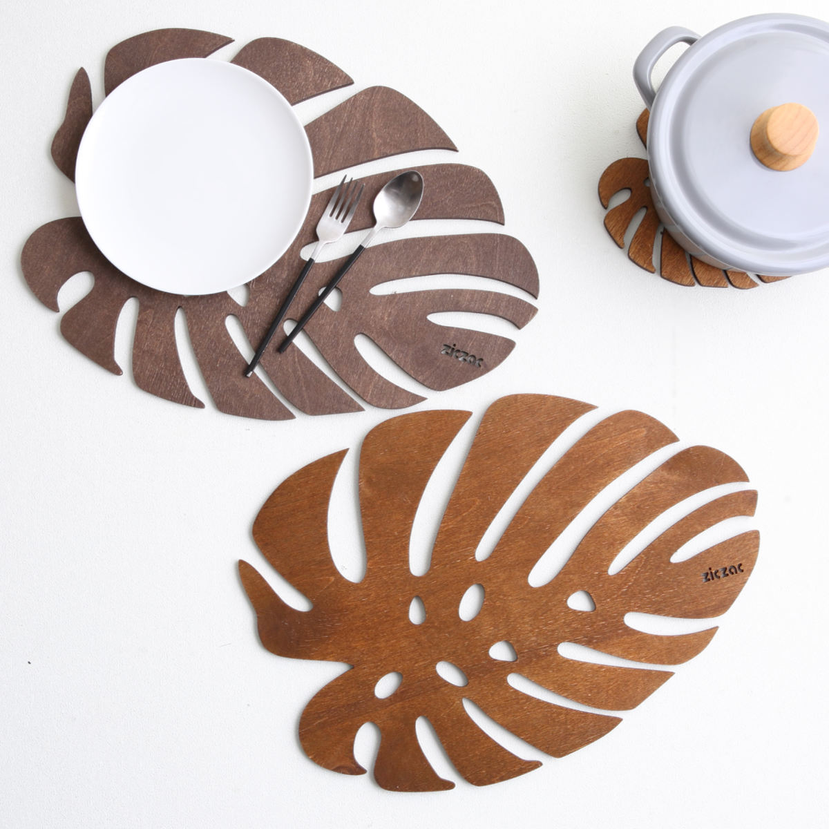 ランチョンマット 木製 ZICZAC BIRCH Placemat Monstera