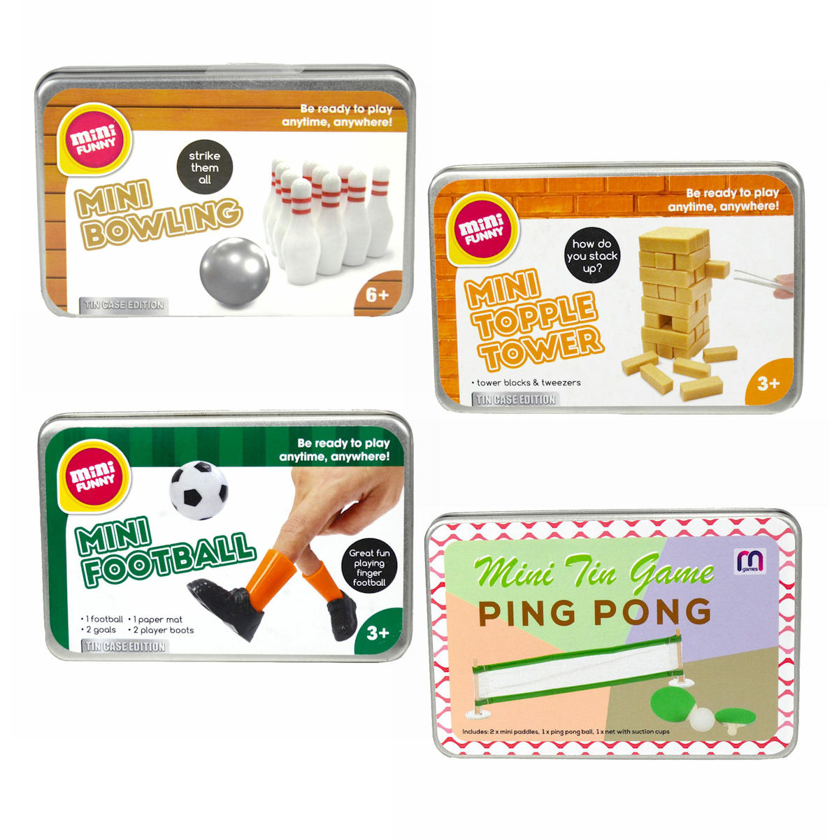 テーブルゲーム ミニゲームティン ボーリング バランスタワー サッカー ピンポン （ ゲーム おもちゃ 玩具 子ども キッズ 遊び コンパクト 持ち運び ）