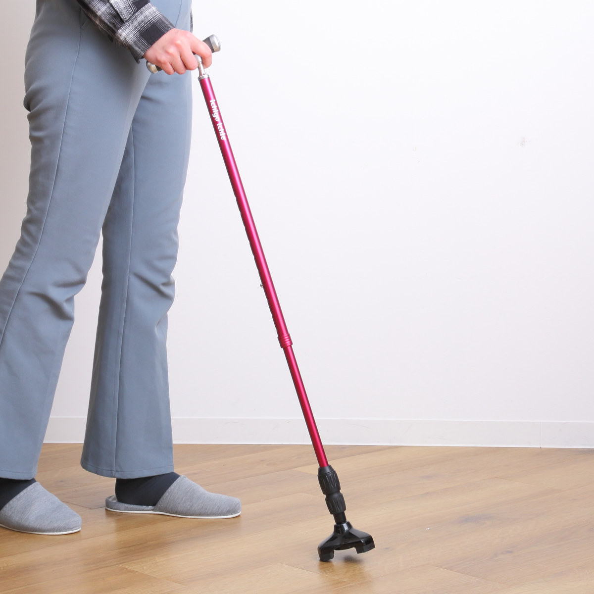 マキテック 杖 自立式 伸縮 もっちートリプル サスペンション シリコン