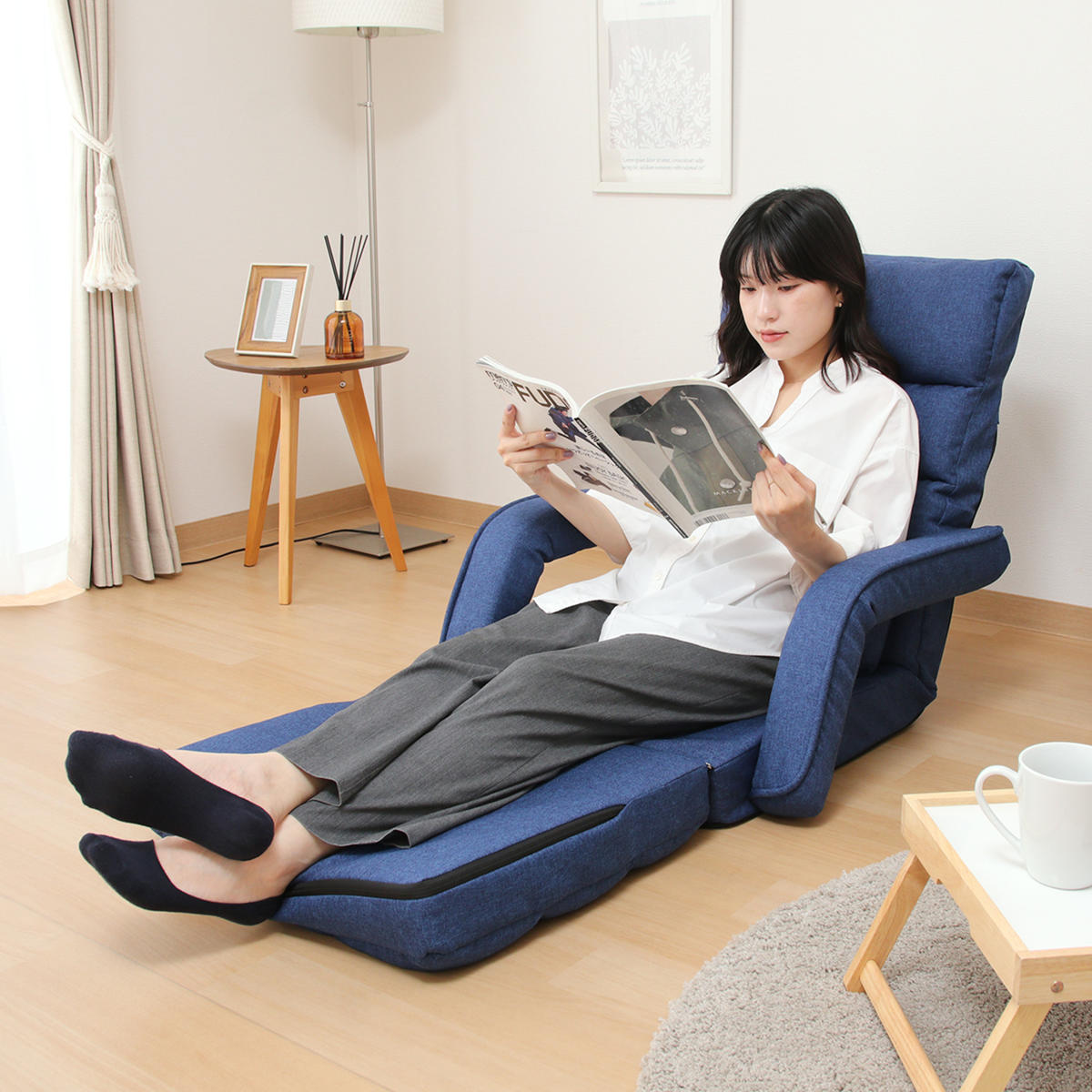 新品　座椅子　リクライニングチェア　折りたたみ式　コーヒー 不二貿易（Fuji Boeki） 座椅子 コンパクト 折りたたみ 4way （ フロア
