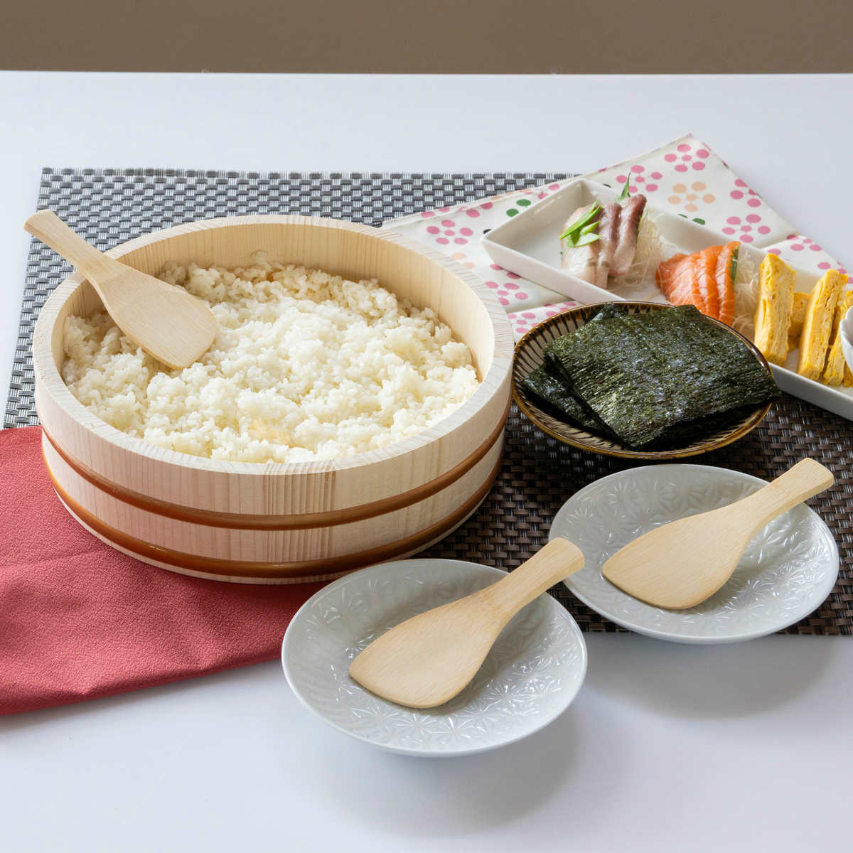 パール金属 寿司桶 27cm おウチで楽しい 手巻き寿司桶 4点セット