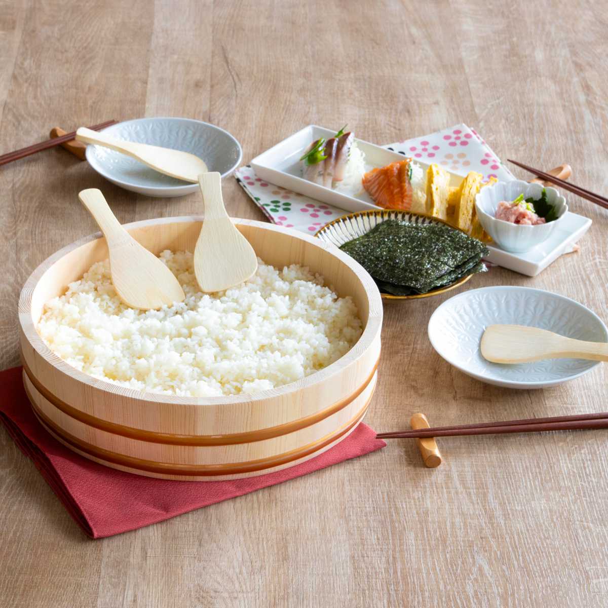 パール金属 寿司桶 30cm おウチで楽しい 手巻き寿司桶 5点セット