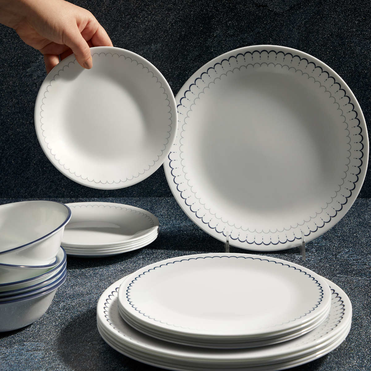ランチプレート 21.5cm CORELLE コレールカスピアンレース ランチ皿 小 5枚セット （ 強化ガラス 電子レンジ対応 食洗機対応 オーブン対応 仕切り皿 ）の画像