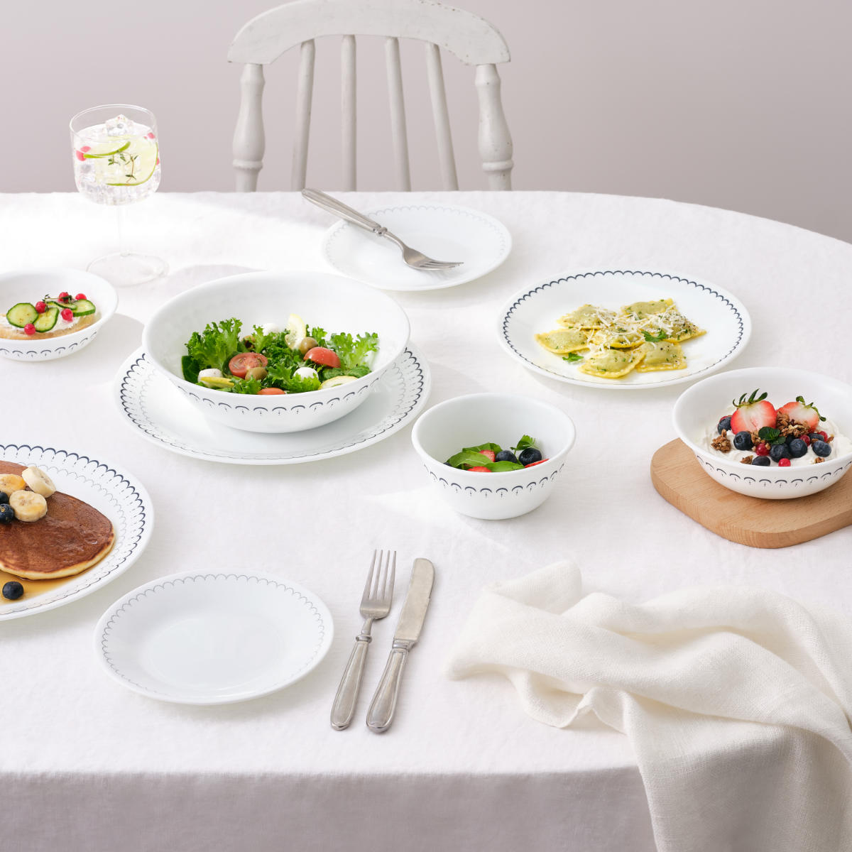 ランチプレート 21.5cm CORELLE コレールカスピアンレース ランチ皿 小 5枚セット （ 強化ガラス 電子レンジ対応 食洗機対応 オーブン対応 仕切り皿 ）の画像