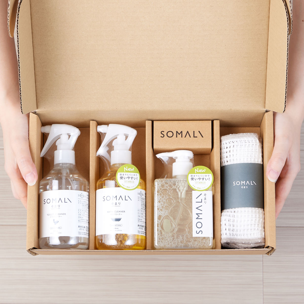 洗剤セット SOMALI そまり ギフトH 水回り 3点セット （ ギフトセット 台所用石けん トイレクリーナー バスクリーナー クロススポンジ 2枚 天然由来成分 ）