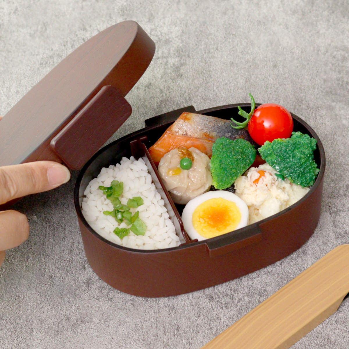 HAKOYA 弁当箱 さっと洗えるお弁当箱 プレミアム 木目小判弁当 小