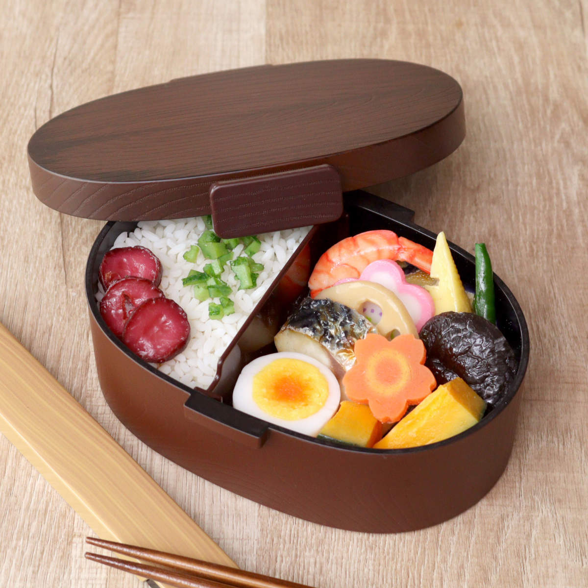 HAKOYA 弁当箱 さっと洗えるお弁当箱 プレミアム 木目小判弁当 大