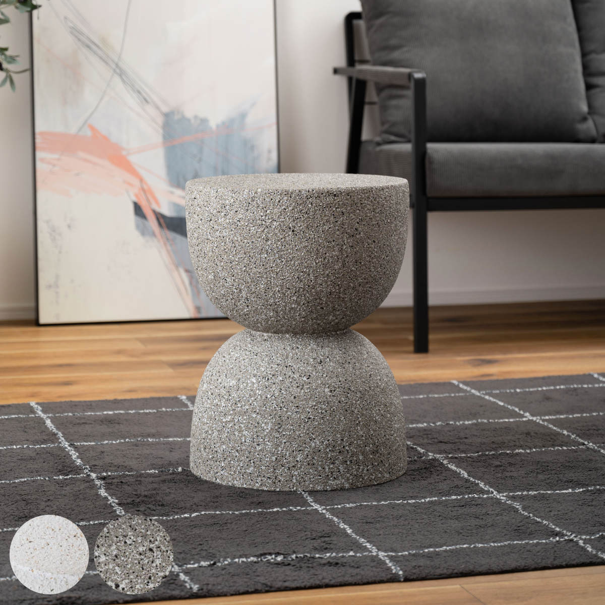 東谷 サイドテーブル 高さ46cm テラゾー柄 （ ナイトテーブル ミニ