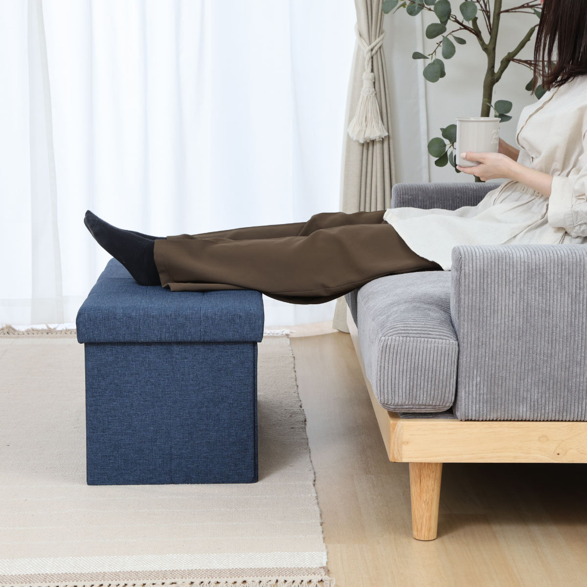 不二貿易（Fuji Boeki） 収納スツール ベンチタイプ テーブルにもなる